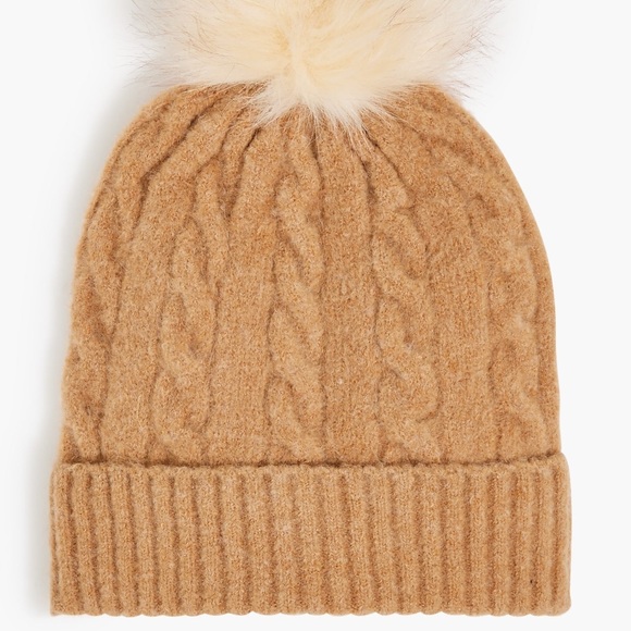 NWT J. Crew Knit Hat In Extra Soft Yarn With Faux-fur Pom-Pom - Picture 3 of 3